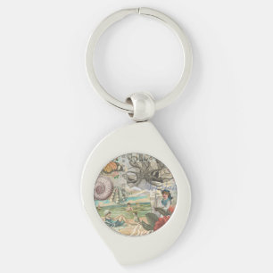 summer beach vintage octopus antique sailing keychain