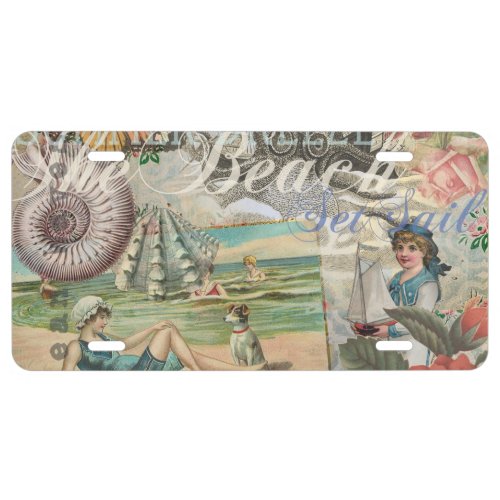 summer beach vintage octopus antique sailing license plate