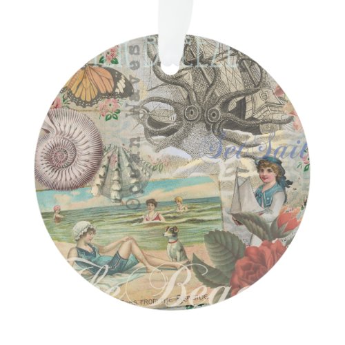 summer beach vintage octopus antique sailing ornament