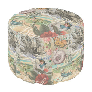 summer beach vintage octopus antique sailing pouf