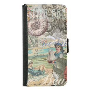 summer beach vintage octopus antique sailing samsung galaxy s5 wallet case