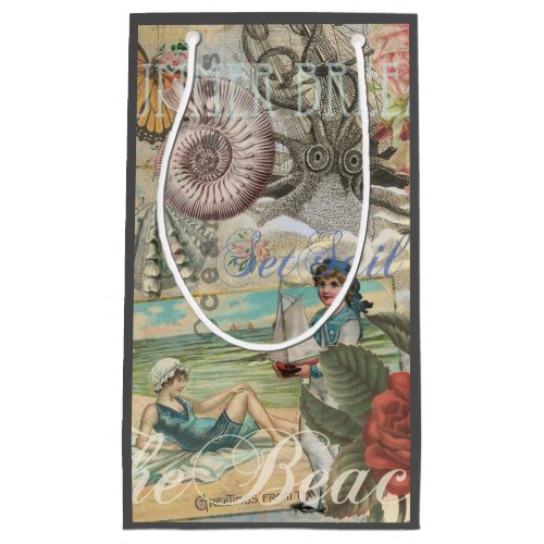 summer beach vintage octopus antique sailing small gift bag