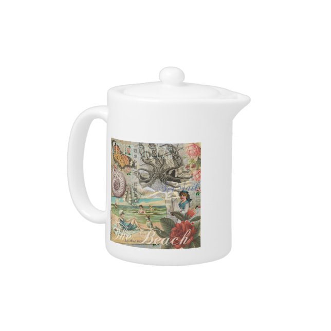 summer beach vintage octopus antique sailing teapot (Left)