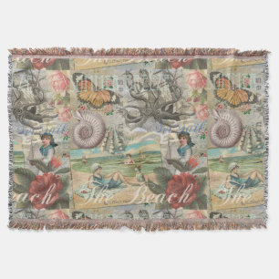 summer beach vintage octopus antique sailing throw blanket