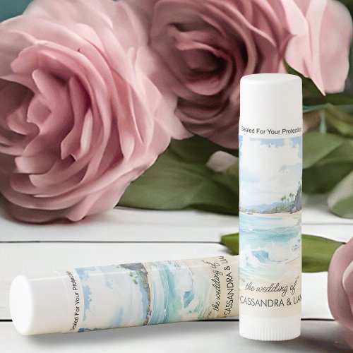 Summer Beach Watercolor Coastal Wedding Favor Lip Balm