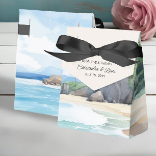 Summer Beach Watercolor Landscape Wedding Favor Boxes
