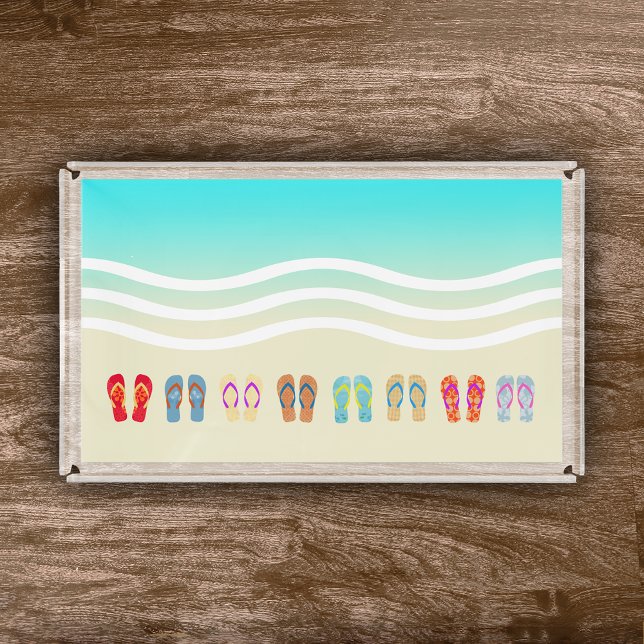 Summer Beach Waves Flip Flops Sandals Tray (Creator Uploaded)