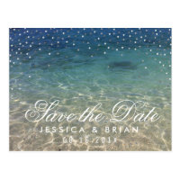 Summer Beach Wedding Blue Ocean Save the Date Postcard