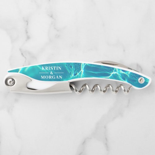 Summer Beach Wedding Bride Groom Name Waiters Corkscrew