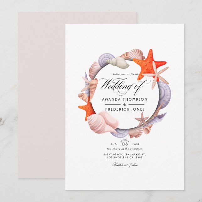 Summer Beach Wedding Invitation (Front/Back)