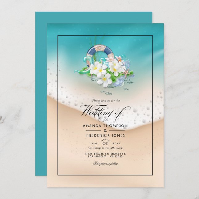 Summer Beach Wedding Invitation (Front/Back)