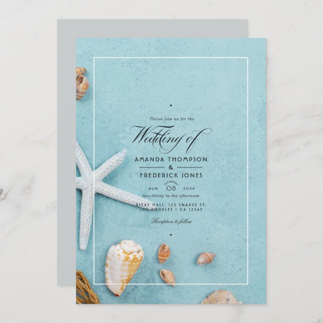 Summer Beach Wedding Invitation (Front/Back)