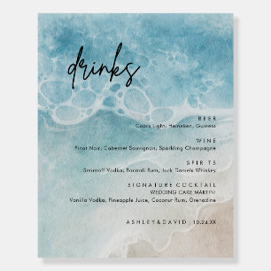 Summer Beach Wedding Large Drinks Bar Menu Foam Board