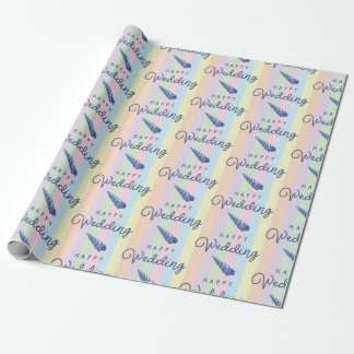 Summer Beach Wedding Ocean Seashell Rainbow Stripe Wrapping Paper