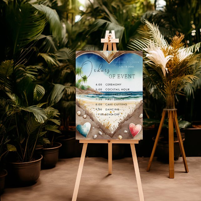 Summer Beach Wedding Orders Of Event Timeline Foam Board (Creator Uploaded)