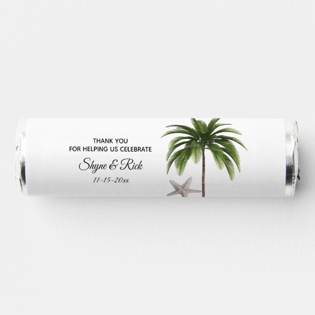 Summer Beach Wedding Palm Tree Thank You Breath Savers® Mints (Front)