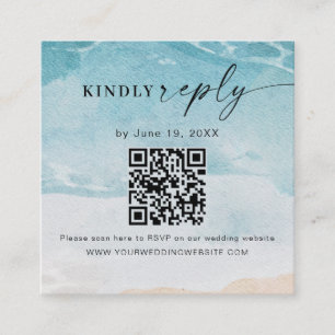 Summer Beach Wedding QR Code RSVP Enclosure Card