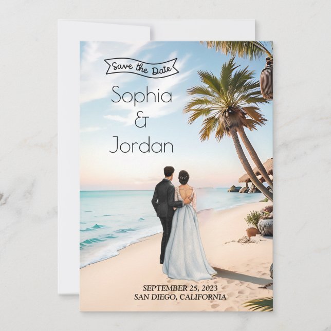 Summer Beach Wedding Save the Date Invitation (Front)