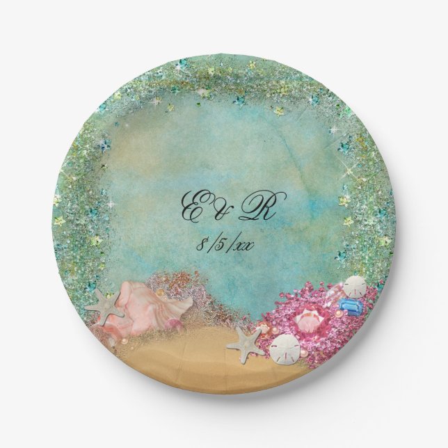 Summer, Beach Wedding, Seashells, Paper Plates (Front)