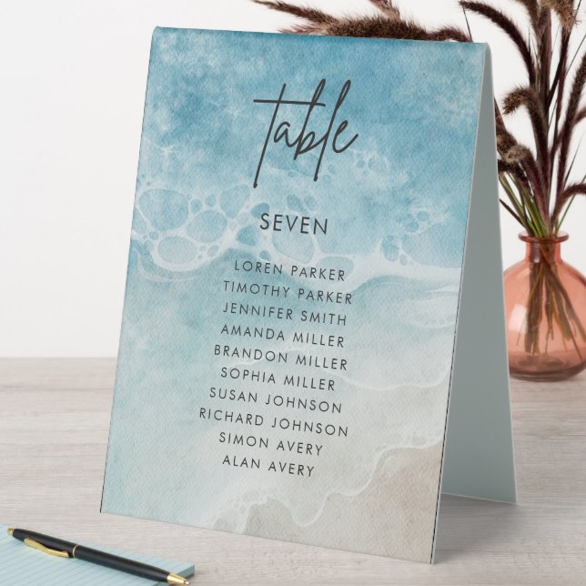 Summer Beach Wedding Table Numbers Tent (In SItu (Table))