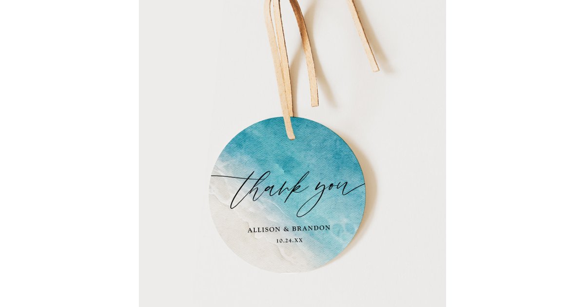 Summer Beach Wedding Thank You Favor Tags | Zazzle