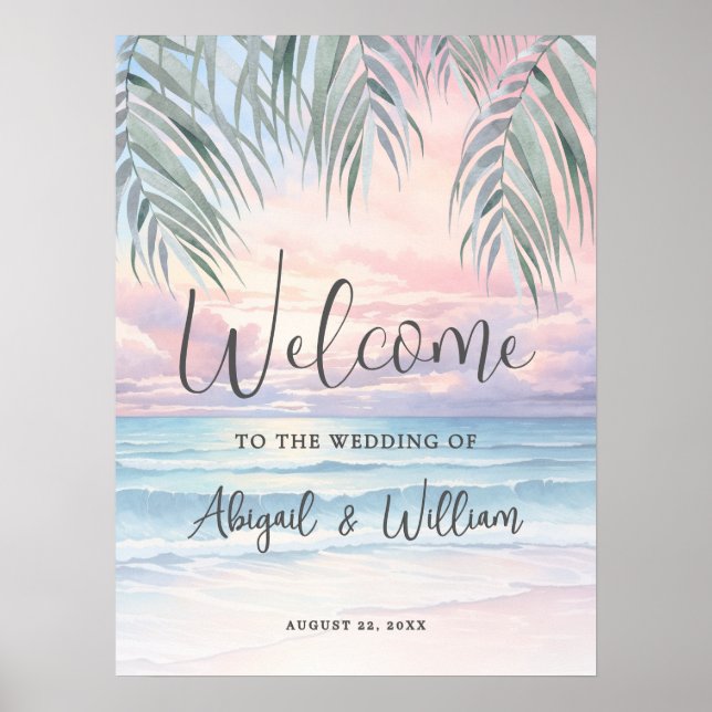 Summer Beach Wedding Welcome Sign (Front)