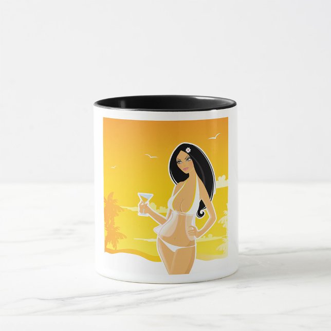 Summer Beach Woman Tropical Sunset Mug (Creator Uploaded)