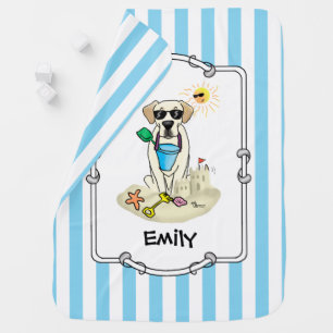 Summer Beach Yellow Lab Labrador Retriever Dog Baby Blanket