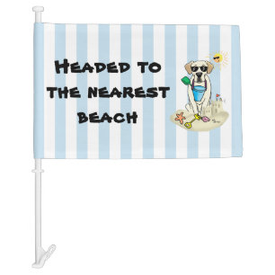 Summer Beach Yellow Lab Labrador Retriever Dog Car Flag
