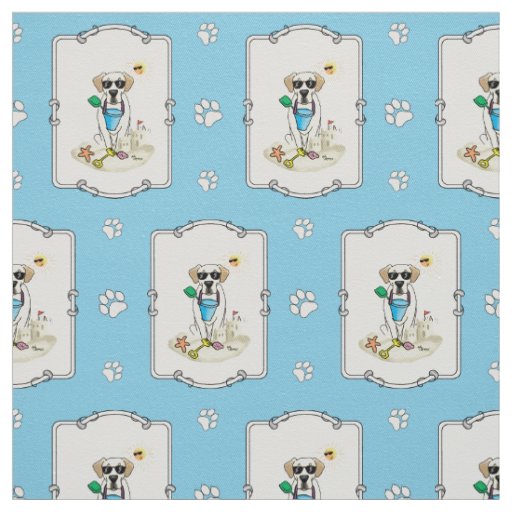 Summer Beach Yellow Labrador Retriever - Cute dog Fabric