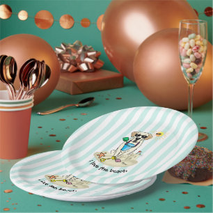 Summer Beach Yellow Labrador Retriever - Cute dog Paper Plates