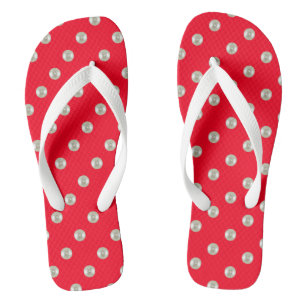 Summer beads on red flip flops