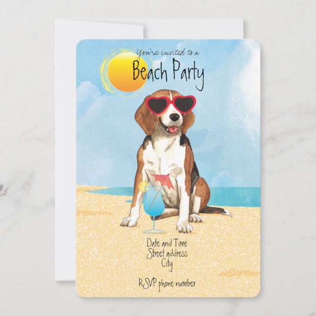 Summer Beagle Beach Party Invitation (Front)