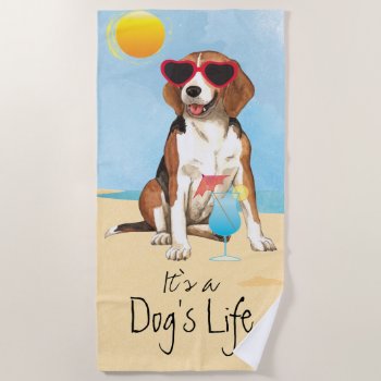 Summer Beagle Beach Towel by DogsInk at Zazzle
