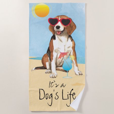 Summer Beagle Beach Towel