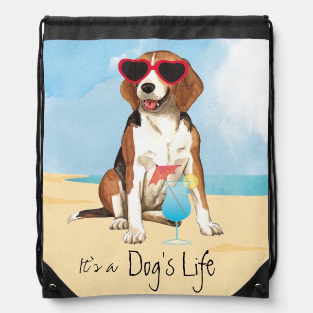 Summer Beagle Drawstring Bag (Front)