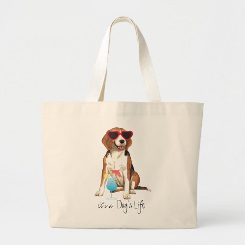 Summer Beagle Large Tote Bag