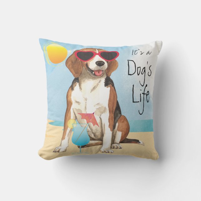 Summer Beagle Outdoor Pillow (Front)