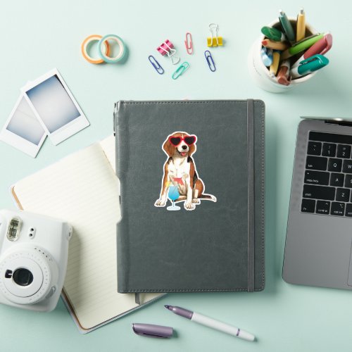 Summer Beagle  Vinyl Sticker