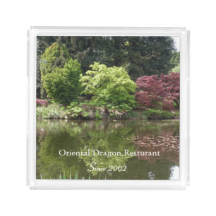 Summer beautiful botanical garden landscape. acrylic tray