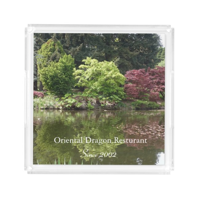Summer beautiful botanical garden landscape. acrylic tray (Front)