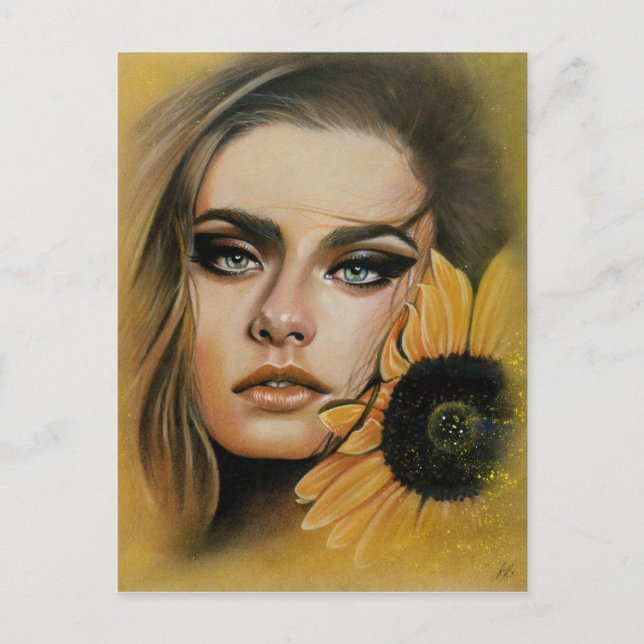 Summer Beauty portrait drawing postcard (Front)