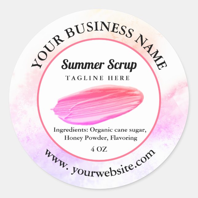 Summer beauty product label classic round sticker (Front)