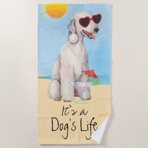 Summer Bedlington Terrier Beach Towel