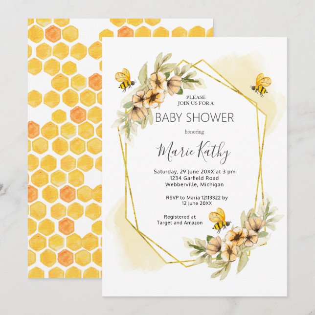 Summer Bee Baby Shower Invitation (Front/Back)