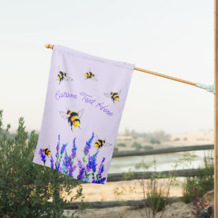 Summer Bees House Flag Personalized Your Text