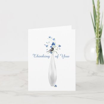 Summer Bellflowers And Chicadee Thinking Of You Note Card by colorwash at Zazzle