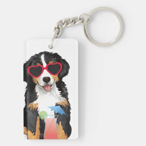 Summer Bernese Mountain Dog Keychain