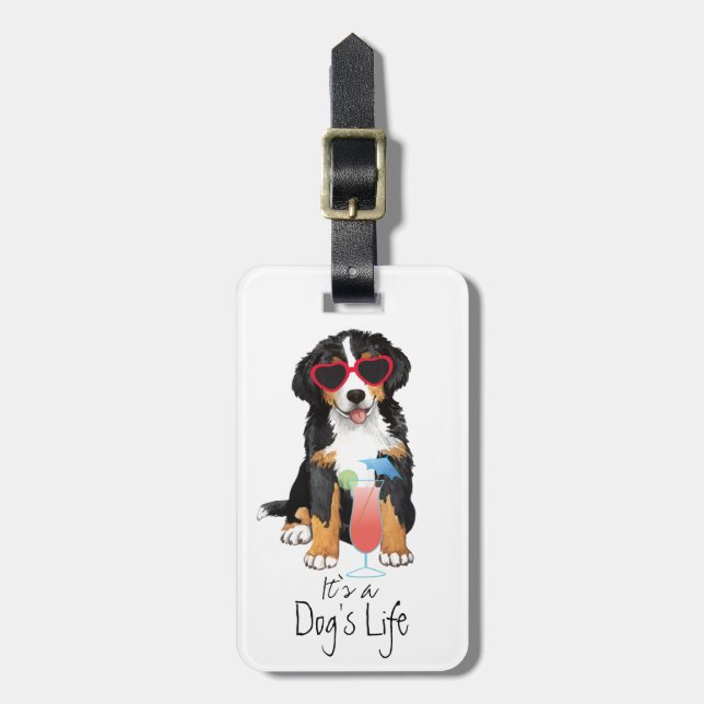 Summer Bernese Mountain Dog Luggage Tag (Front Vertical)