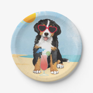 Summer Bernese Mountain Dog Paper Plates